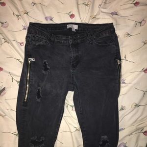 Forever 21+ Ripped Low-Rise Skinny Jeans